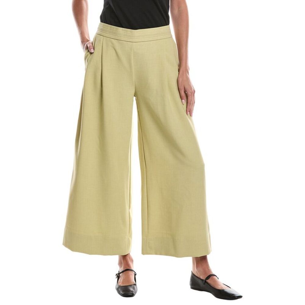 Wit & Wisdom Womens  Ultra Skyrise Double Pleat Wide Leg Pant, Green